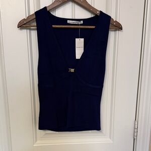 NWT Abercrombie Midnight Blue plunge hardware top M